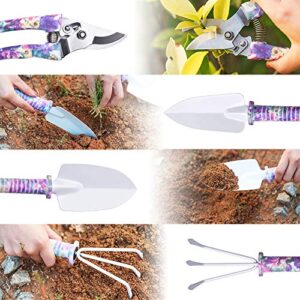 WOLFWILL 10 Pieces Garden Tool Set Gardening Tools Gift Kit Ergonomic Handle with Storage Case Anti-rust Trowel Rake Weeder Pruning Shear Sprayer Shovel