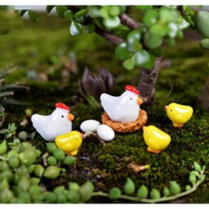 SPWOLFRT 26 Pcs Cute Mini Animal Figurines Miniature, Family Chicken Cock Ornament Micro Fairy Garden Décor for Moss Landscape DIY Terrarium Crafts Accessories Home Outdoor Indoor (Chicken Family)