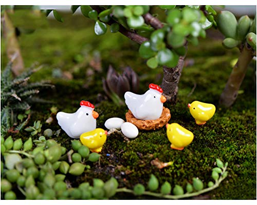 SPWOLFRT 26 Pcs Cute Mini Animal Figurines Miniature, Family Chicken Cock Ornament Micro Fairy Garden Décor for Moss Landscape DIY Terrarium Crafts Accessories Home Outdoor Indoor (Chicken Family)