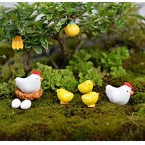 SPWOLFRT 26 Pcs Cute Mini Animal Figurines Miniature, Family Chicken Cock Ornament Micro Fairy Garden Décor for Moss Landscape DIY Terrarium Crafts Accessories Home Outdoor Indoor (Chicken Family)