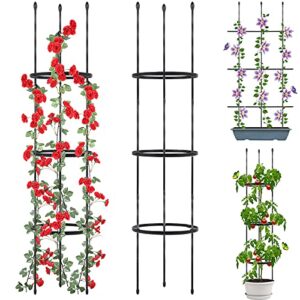 garden trellis, 2 pack shaped plant support, 48″ tomato cages for garden, trellis for potted plants climbing plants outdoor vine pots flower vegetable with 18pcs plant stakes, 6 shape-adjustable rings