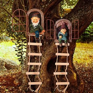 thyle 4 pieces elf out the door tree hugger garden statue gnome resin gnome figurine hanging inappropriate garden gnomes tree gnome decoration tree faces decor outdoor for patio lawn ornament
