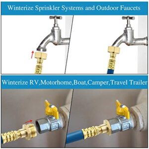 RV Winterizing Kit Sprinkler Blowout Adapter with Shut Off Valve, Air Compressor Quick Connector, 12 Inch Garden Hose, Male Female Faucet Connect for RV, Camper, Ship