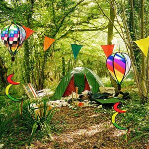 timecity 3pcs Hot Air Balloon Wind Spinner Rainbow Garden Pinwheels Whirligigs Wind Spinner Windmill Striped Rainbow Windsock Rotating Sequins Windmill Wind Twister Hanging Decor