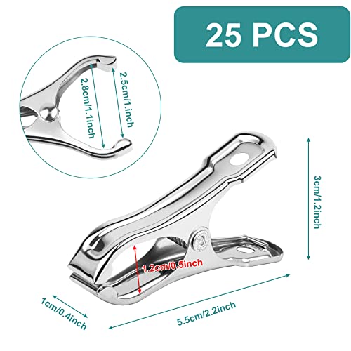 JULMELON 25 Pcs Greenhouse Clips,Stainless Steel Greenhouse Clamps,Heavy Duty Garden Clips with Large Open Strong Grip for Fixing Netting Cover Film,Season Plant Support Clips