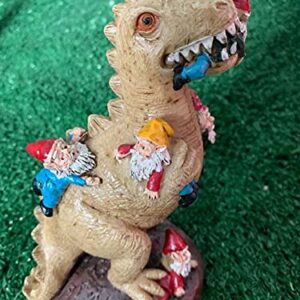 Dinosaur Eating Gnomes Garden Art Decor Outdoor Statue Art Decoration for Lawn Yard Housewarming Garden Gift