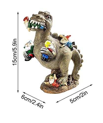 Dinosaur Eating Gnomes Garden Art Decor Outdoor Statue Art Decoration for Lawn Yard Housewarming Garden Gift