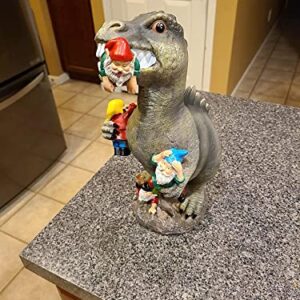 Dinosaur Eating Gnomes Garden Art Decor Outdoor Statue Art Decoration for Lawn Yard Housewarming Garden Gift