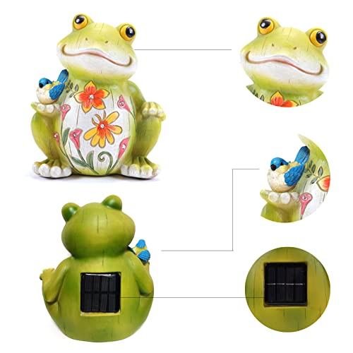 IVCOOLE Garden Outdoor Statues,Frog Statues Funny Home Decor, Garden Sculptures & Statues Solar Lamp,Garden Decorations for Patio,Yard,Lawn, Porch, Ornament