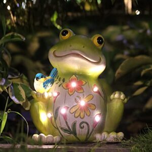 IVCOOLE Garden Outdoor Statues,Frog Statues Funny Home Decor, Garden Sculptures & Statues Solar Lamp,Garden Decorations for Patio,Yard,Lawn, Porch, Ornament