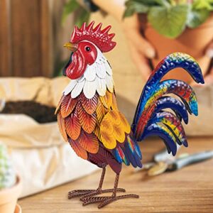 Natelf Metal Rooster Garden Statues & Sculptures, Chicken Yard Art Decor Standing Animal Lawn Ornament for Backyard Patio Kitchen Decorations