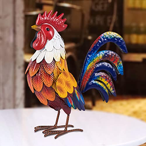 Natelf Metal Rooster Garden Statues & Sculptures, Chicken Yard Art Decor Standing Animal Lawn Ornament for Backyard Patio Kitchen Decorations