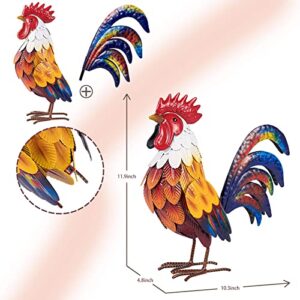 Natelf Metal Rooster Garden Statues & Sculptures, Chicken Yard Art Decor Standing Animal Lawn Ornament for Backyard Patio Kitchen Decorations