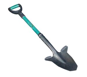 spear head spade gardening shovel with steel reinforced fiberglass handle, cushioned d-grip and sharp hardened steel blade, award winning spade, model shfd3 teal