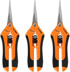 vivosun 6.5 inch gardening scissors hand pruner pruning shear with straight stainless steel blades orange 3-pack