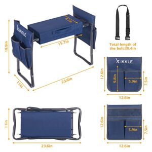 Garden Kneeler Seat and Bench Heavy Duty (Hold 330lbs-150kg), Upgraded Thicker & Wider Soft Detachable Kneeling Pad, Garden Kneeler & Stool with 2 Tool Pouches, Garden Gift for Women & Men, Navy Blue