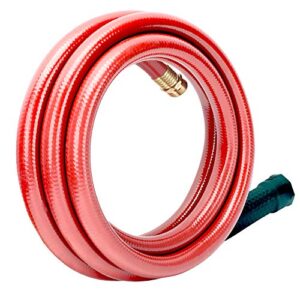 solution4patio homes garden 5/8 in. x 4 ft. short garden hose red lead-in hose male/female, no leaking, solid brass fitting for water softener, dehumidifier, vehicle water filter 12 year warranty