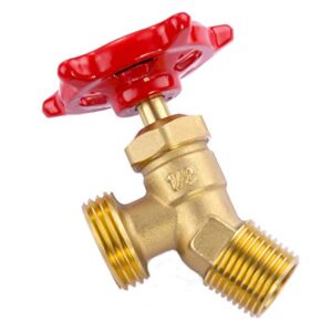 LitOrange Solid Brass Backyard 65 Degree Elbow Stop Valve Hose Bibb Solder NPT 1/2" Male Thread to MHT 3/4" Inch Male Threaded Garden Hose Connector Adapter Water Shut-Off Valve Faucet