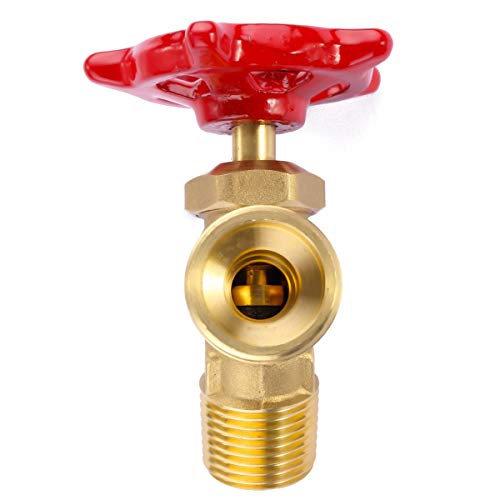 LitOrange Solid Brass Backyard 65 Degree Elbow Stop Valve Hose Bibb Solder NPT 1/2" Male Thread to MHT 3/4" Inch Male Threaded Garden Hose Connector Adapter Water Shut-Off Valve Faucet