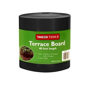 tabor tools terrace board, landscape edging coil, grass barrier, bender board, garden liner,1/25″ = 0.04″ inch thin, 5 inch high. es21. (black, 40 ft)
