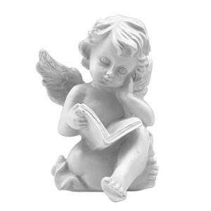 cherubs angels resin garden statue figurine , adorable angel sculpture memorial statue, indoor outdoor home garden decoration (reading cherub)