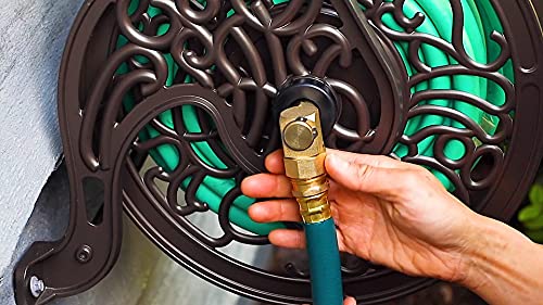 Liberty GARDEN 704 Decorative Cast Aluminum Wall Mount Garden Hose Reel, Holds 125-Feet of 5/8-Inch Hose - Bronze