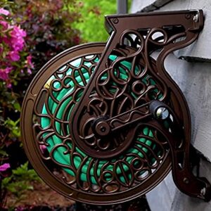 Liberty GARDEN 704 Decorative Cast Aluminum Wall Mount Garden Hose Reel, Holds 125-Feet of 5/8-Inch Hose - Bronze