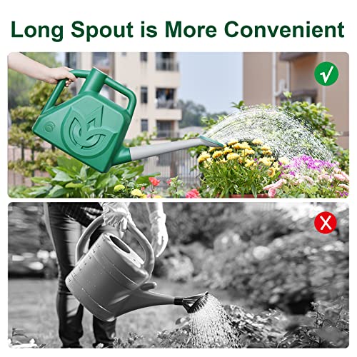 Watering Can for Indoor Outdoor Plants Garden Flower, 1.5 Gallon Modern Plastic Watering Cans with Removable Nozzle and Long Spout Ideal for Succulents, Outdoor, Gardening, Green