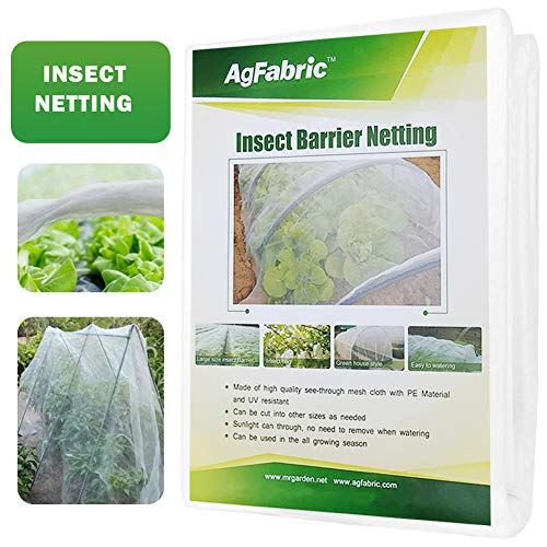 Agfabric Garden Netting Insect Pest Barrier Bird Netting for Garden Protection,Row Cover Mesh Netting for Vegetables Fruit Trees and Plants,6.5'x10',White