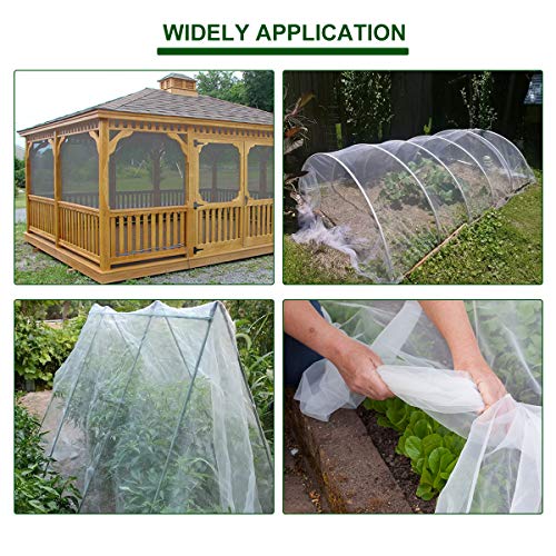 Agfabric Garden Netting Insect Pest Barrier Bird Netting for Garden Protection,Row Cover Mesh Netting for Vegetables Fruit Trees and Plants,6.5'x10',White