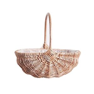 wyi rattan flower basket, handmade wicker planter basket with plastic liner & handle, woven storage basket for home wedding garden decoration, brown,s(445mwrmurzrg2o2814uor)