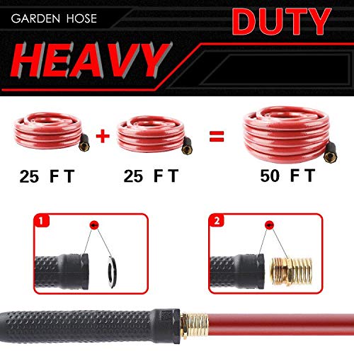 Solution4Patio Homes Garden Hose No Kink 5/8 in. x 25 ft. Red Water Hose, No Leaking, Heavy Duty, Brass Fittings 12 Years Warranty, No DOP, Environmental-Friendly