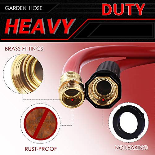 Solution4Patio Homes Garden Hose No Kink 5/8 in. x 25 ft. Red Water Hose, No Leaking, Heavy Duty, Brass Fittings 12 Years Warranty, No DOP, Environmental-Friendly