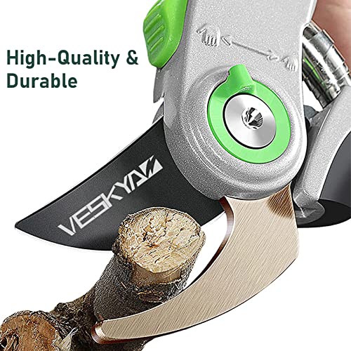 Pruning Shears, VESKYAO Pruning Shears for Gardening, Heavy Duty Garden Shears, Professional Handheld Garden Bypass Pruning Shears, Stainless Steel Sharp Pruner Secateurs with Adjustable Thumb Lock