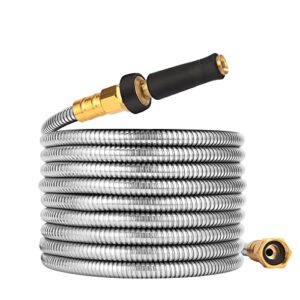 rosy earth stainless steel garden hose 25ft – water hose 25ft, no kink explosion, no bite
