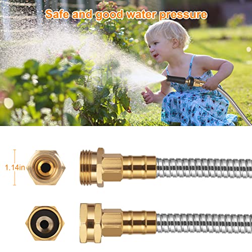 Rosy Earth Stainless Steel Garden Hose 25ft - Water Hose 25ft, no Kink Explosion, no Bite