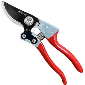 garden pruners, heavy duty gardening scissors pruning shears with adjustable thumb lock, handheld gardening tools pruner, stainless steel sharp pruner secateur (mj001)