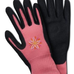 MAGID BE338T Bella Women's Comfort Flex Coated Garden Glove, Nitrile Palm Coat, Small/Medium (1 Pair)