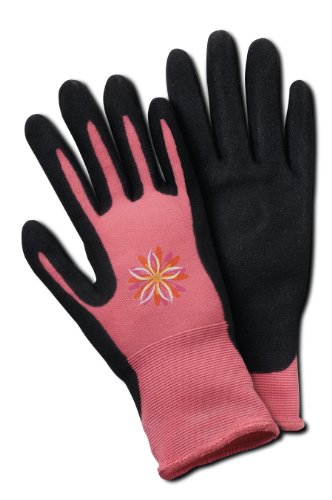 MAGID BE338T Bella Women's Comfort Flex Coated Garden Glove, Nitrile Palm Coat, Small/Medium (1 Pair)