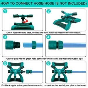 Garden Sprinkler Yard, Automatic 360 Rotating 3 Arms Adjustable Garden Water Lawn Sprinkler for Garden & Lawn Irrigation