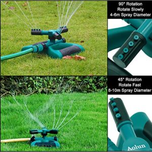 Garden Sprinkler Yard, Automatic 360 Rotating 3 Arms Adjustable Garden Water Lawn Sprinkler for Garden & Lawn Irrigation