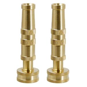 atdawn brass hose nozzle, heavy-duty brass adjustable twist hose nozzle, 2 pack (4″)