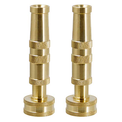 ATDAWN Brass Hose Nozzle, Heavy-Duty Brass Adjustable Twist Hose Nozzle, 2 Pack (4")