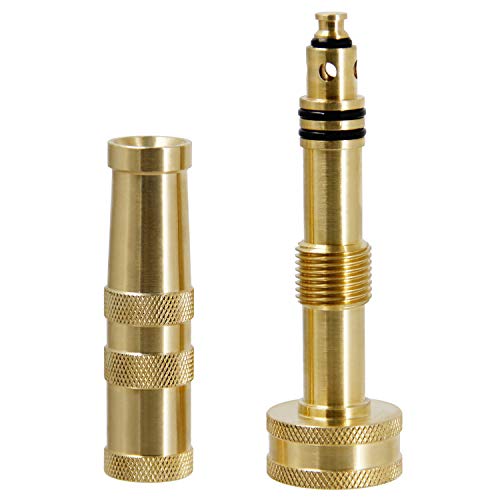 ATDAWN Brass Hose Nozzle, Heavy-Duty Brass Adjustable Twist Hose Nozzle, 2 Pack (4")