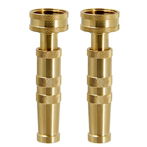 ATDAWN Brass Hose Nozzle, Heavy-Duty Brass Adjustable Twist Hose Nozzle, 2 Pack (4")