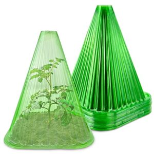 pack 30 garden cloches for plants,reusable plant bell cover,protects plants from birds, frost,snails etc,7.7″ d x 8.7″ h, green