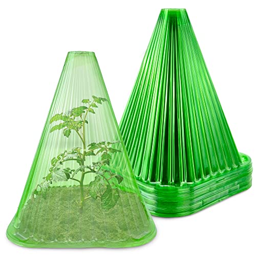 Pack 30 Garden Cloches for Plants,Reusable Plant Bell Cover,Protects Plants from Birds, Frost,Snails Etc,7.7" D x 8.7" H, Green