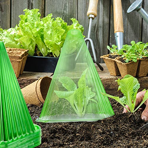 Pack 30 Garden Cloches for Plants,Reusable Plant Bell Cover,Protects Plants from Birds, Frost,Snails Etc,7.7" D x 8.7" H, Green