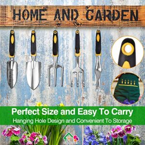 Garden Tool Set, 5 Piece Garden Tools, Garden Kit Heavy Duty Gardening Tool, Ergonomic Handle Shovel Rake Shears Sickle Digging Hoes Tool Kit for Women Men Gardener, Garden Starter Kit Gifts for Women