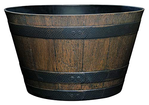 Classic Home and Garden S1027D-037Rnew Whiskey Barrel Planter, 20.5", Kentucky Walnut